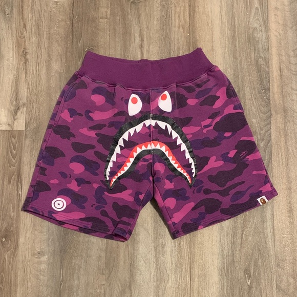 Bape Purple Camo Shark Men Shorts